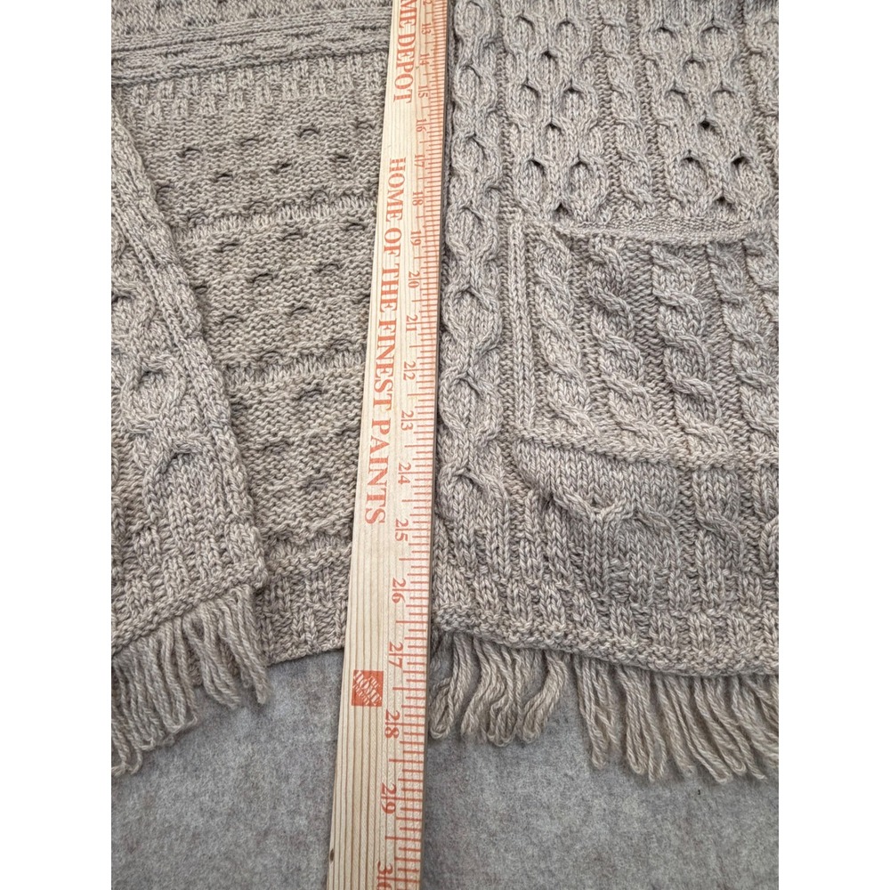 Carraig Donn Sweater Women One Size Tan Cape Aran Merino Wool Open Cardigan - Picture 8 of 8